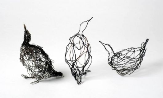 Bird Sculptures Made Out Of Telephone Wire