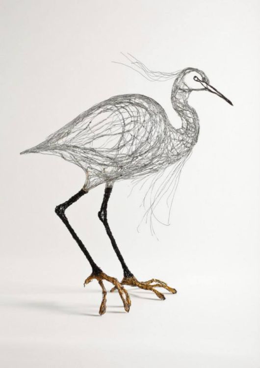 Bird Sculptures Made Out Of Telephone Wire